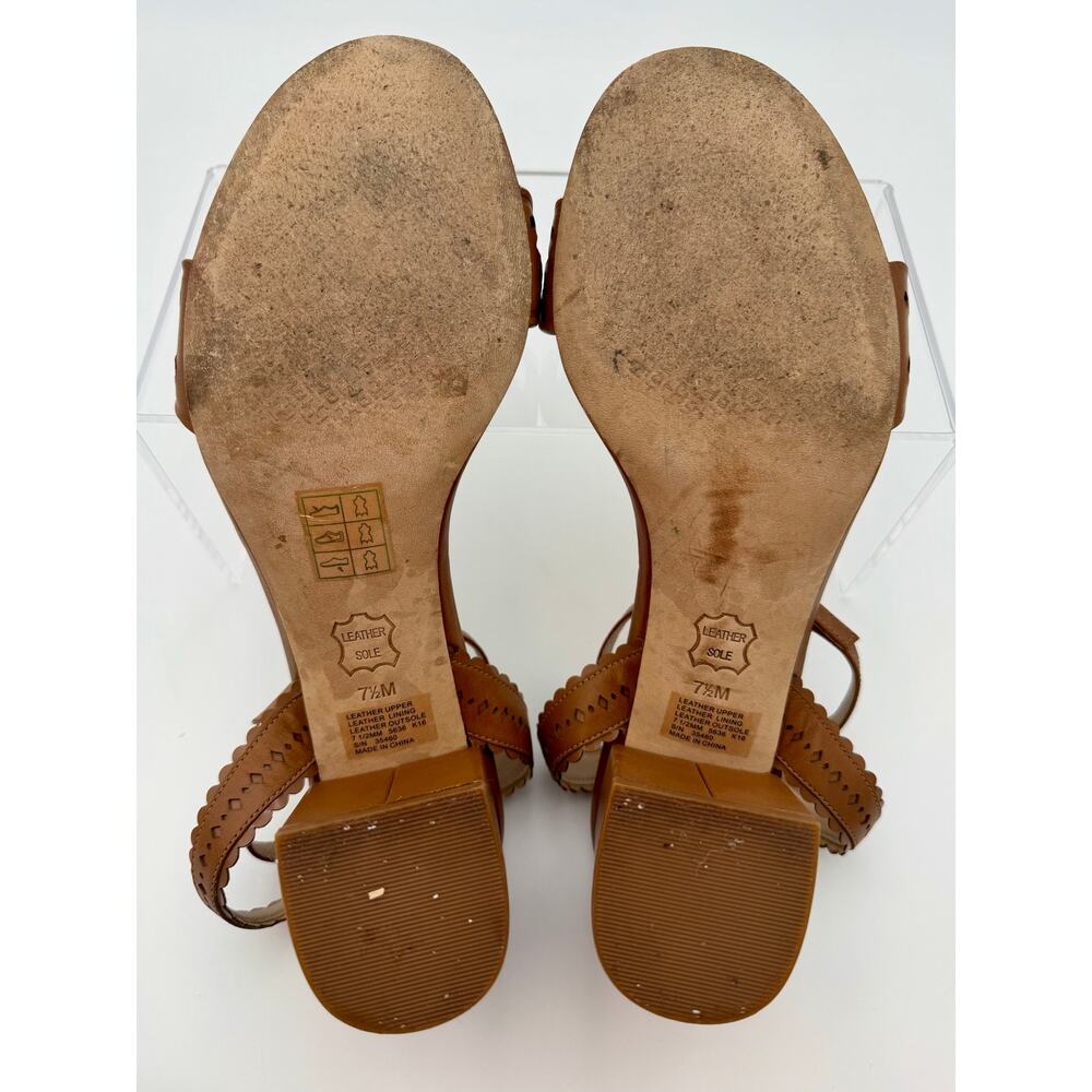 Tory Burch Marguerite Beaded Sandals Brown Leather Multi Size 7.5 Ankle Strap - Picture 6 of 16